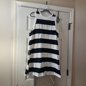Old Navy Blue & White Striped Summer Dress Pocket W/ Pocket Size Large